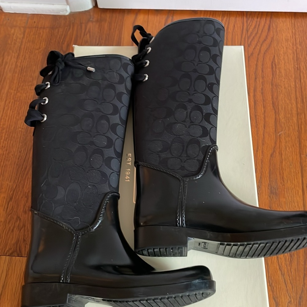 Coach Women's Tristee Black Rain Boots - Picture 5 of 10